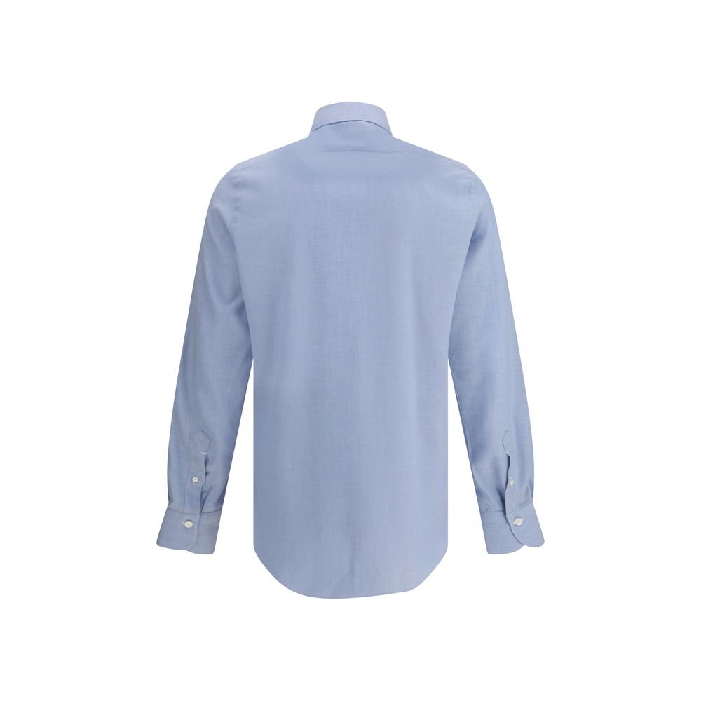 Finamore Light Blue Cotton Dress Shirt