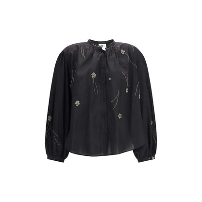 Forte_Forte Black Cotton Pattern Shirt