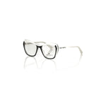 Frankie Morello Black Acetate Women's Frame with cat eye design and white accents for a bold, trendy look.