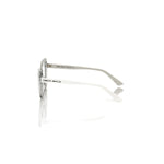 Side view of Frankie Morello Black Acetate Women's Frame featuring white and transparent temples.