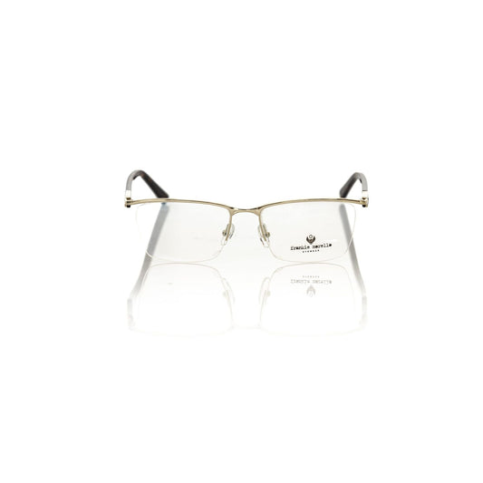 Frankie Morello Gold Metallic Unisex Frame eyeglasses with Havana temples, expertly crafted for a bold and sophisticated style.