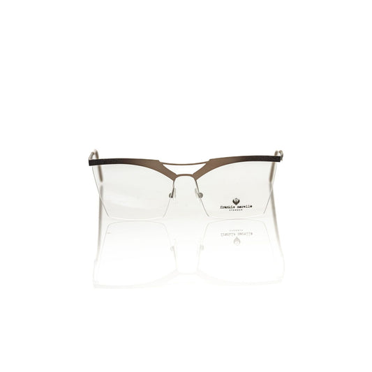 Frankie Morello Gold Metallic Women's Frame Eyeglasses with elegant gold rim and temples, showcasing Italian craftsmanship and style.