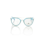 Frankie Morello Light Blue Metallic Women Frame eyeglasses with aviator design and sleek metal accents.