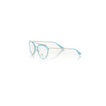 Frankie Morello Light Blue Metallic Women Frame, aviator eyeglasses with a Tiffany profile and metallic accents for modern style.