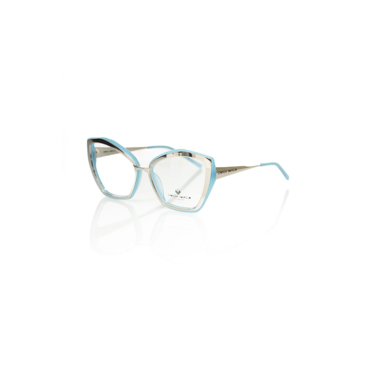 Frankie Morello Multicolor Acetate Women Frame in butterfly design with silver and Tiffany-inspired accents highlighting Italian craftsmanship.