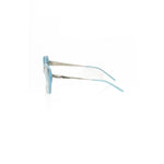 Side view of Frankie Morello Multicolor Acetate Women Frame with silver and Tiffany-inspired colors, showcasing elegance and style.