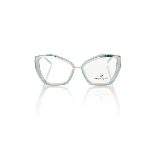 Frankie Morello Multicolor Acetate Women Frame, butterfly model eyeglasses with silver and Tiffany-inspired design.