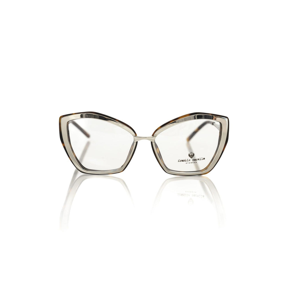 Frankie Morello Multicolor Acetate Women's Frame, butterfly model with chic metal profile and brown turtle interior.