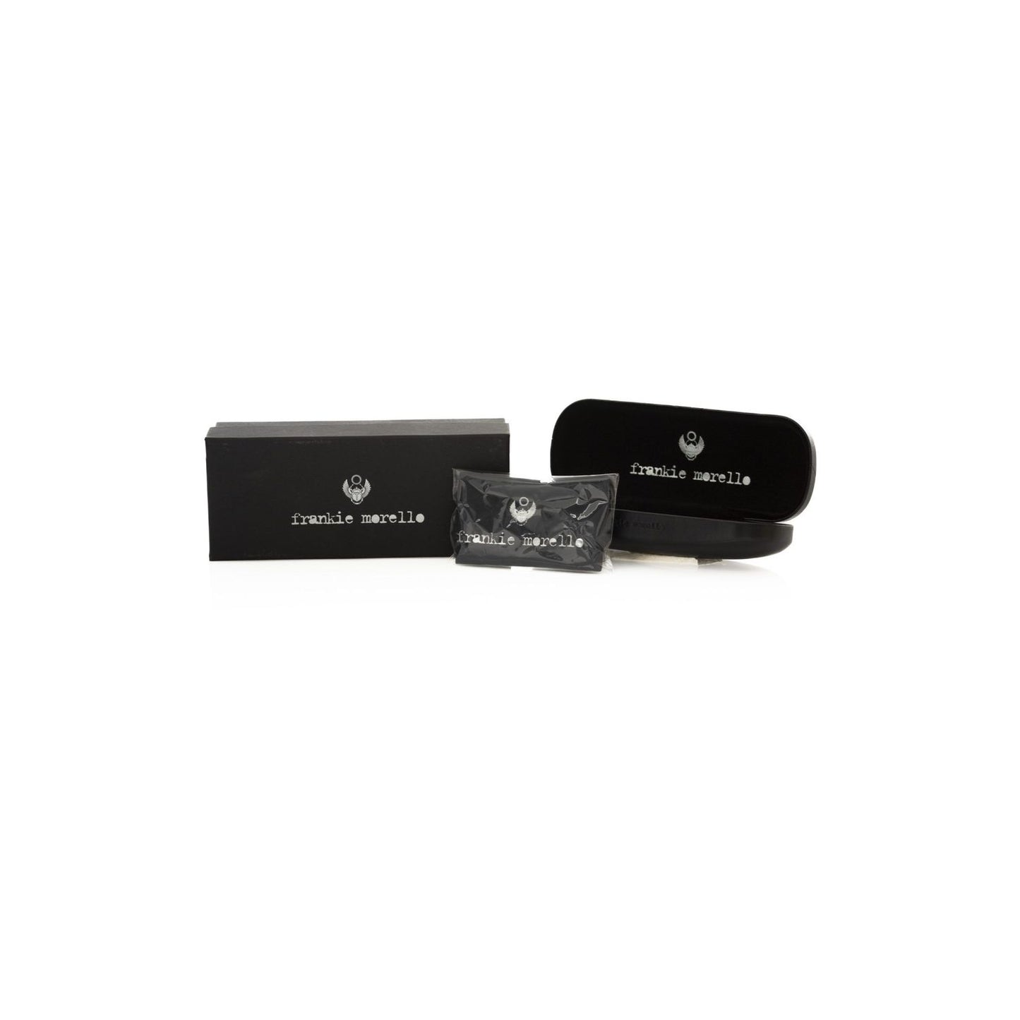 Frankie Morello Multicolor Acetate Women's Frame packaging with branded eyeglass case and box