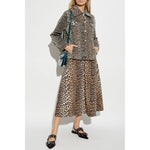 GANNI Skirts Brown organic cotton leopard print high-waisted A-line mid-length fashion conscious label