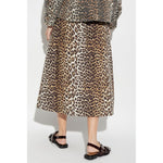 GANNI Skirts Brown - organic cotton leopard print high-waisted A-line mid-length skirt from eco-conscious brand