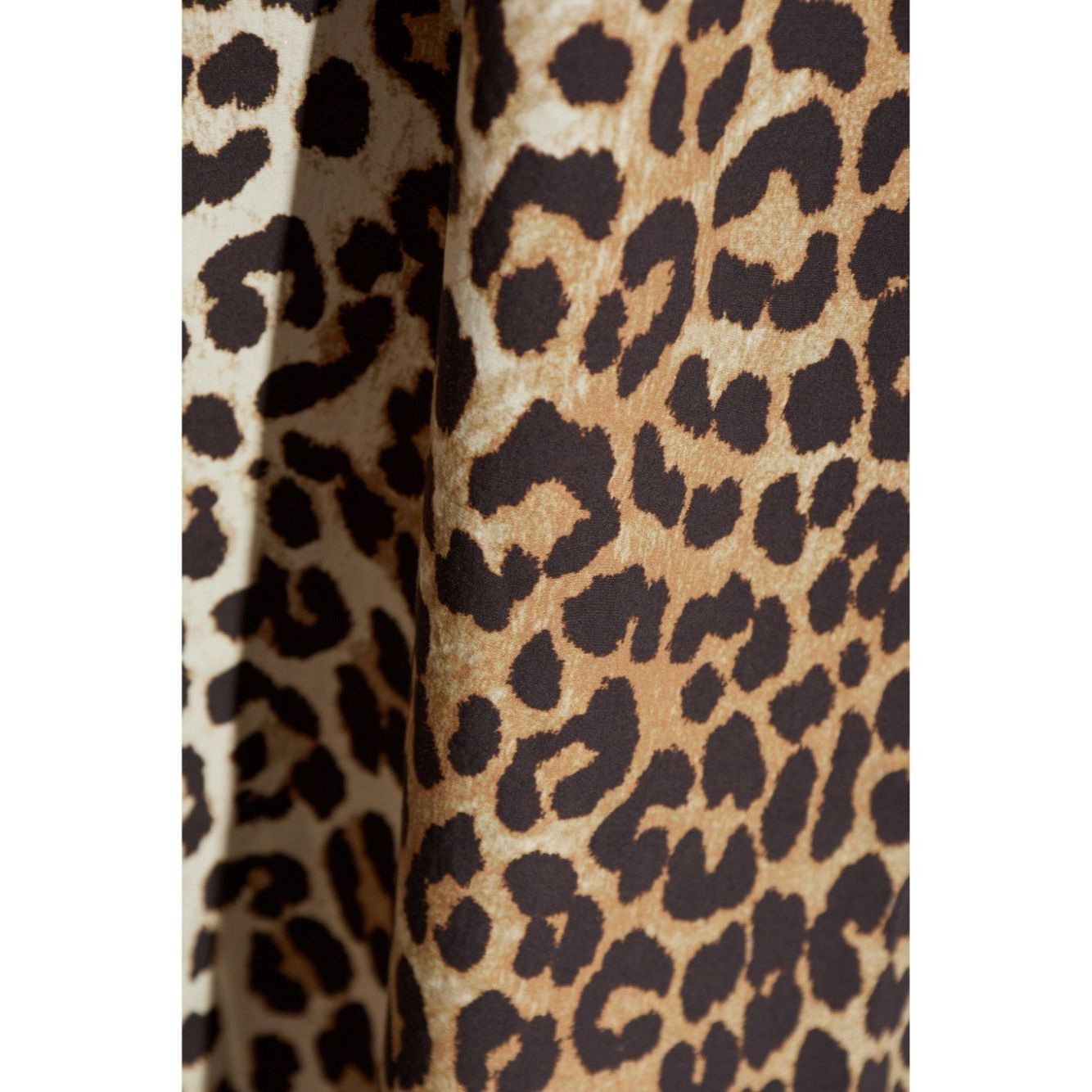 Close-up of leopard print on GANNI Skirts Brown high-waisted A-line mid-length organic cotton.