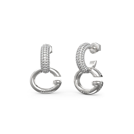 GUESS JEWELS JEWELRY Mod. JUBE04521JWRHT-U designer earrings in silver with rhinestones, elegant fashion accessory