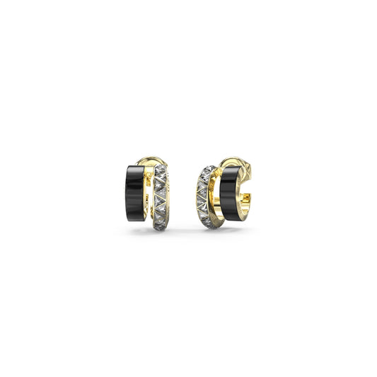 GUESS JEWELS JEWELRY Mod. JUBE04572JWYGBKT-U gold and black earrings with crystal accents