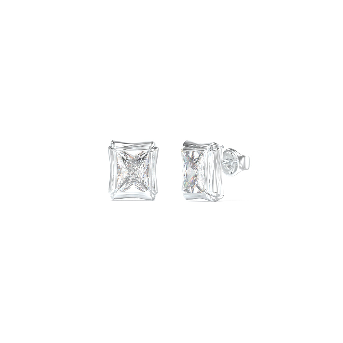 GUESS JEWELS JEWELRY Mod. JUBE05174JWRHT-U earrings, elegant square crystal design, minimalist style