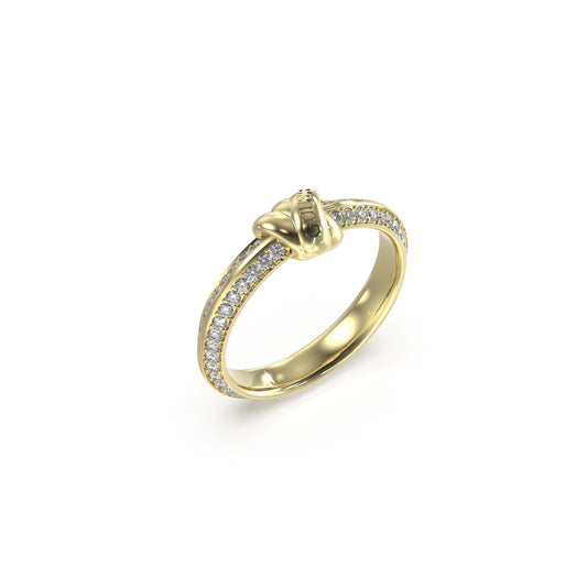 Elegant gold ring with diamond accents, GUESS JEWELS JEWELRY Mod. JUBR04057JWYG54, sparkling luxury fashion accessory.