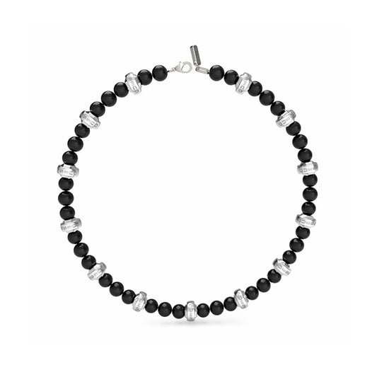GUESS JEWELS JEWELRY Mod. JUMN04056JWSTBKT-U black and silver beaded necklace