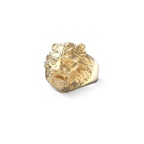 GUESS JEWELS JEWELRY Mod. JUMR01307JWYG64 lion head ring in gold.
