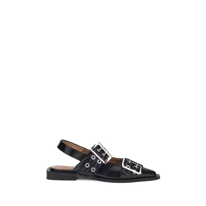 Ganni Black Recycled Polyester Ballet Flats