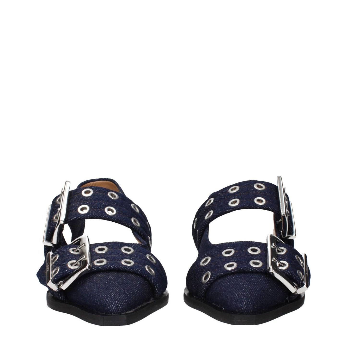 Ganni Blue Fabric Sandals with silver buckle accents, MPN S27974926642, code F84885