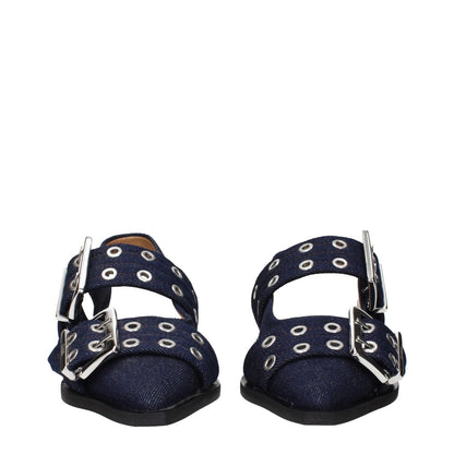Ganni Blue Fabric Sandals with silver buckle accents, MPN S27974926642, code F84885