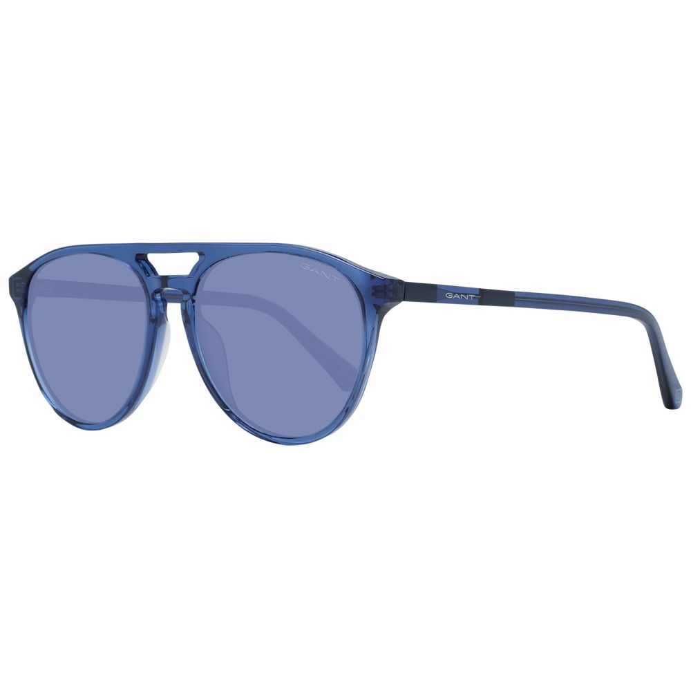 Gant Blue Men Sunglass, aviator style with full-rim blue plastic frame, size 54-16-145, includes branded case with 100% UVA & UVB protection.