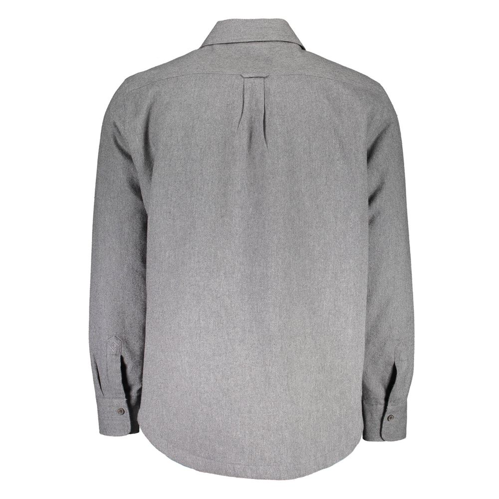 Back view of Gant Brown Cotton Men Shirt with long sleeves and sophisticated design, showcasing elegant craftsmanship and style.