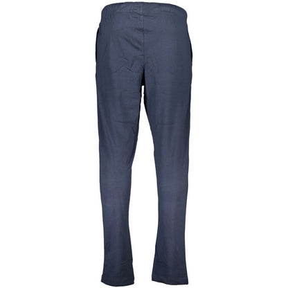 Gianmarco Venturi Blue Cotton Pant sports trousers with elastic waist, contrasting details, embroidery logo, and two pockets.