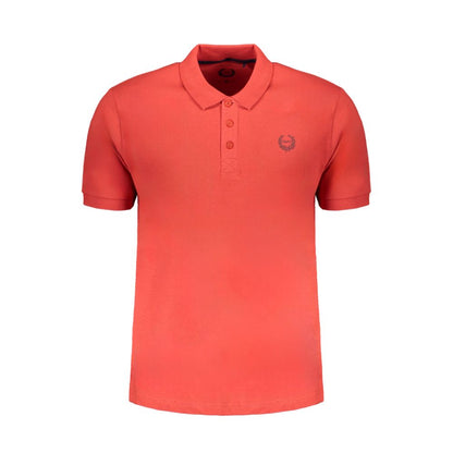 Gianmarco Venturi Red Cotton Polo Shirt with short sleeves, 3 buttons, contrast embroidery, and logo.