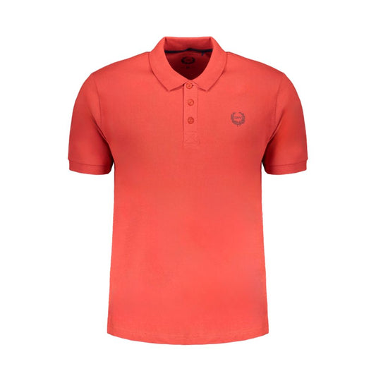 Gianmarco Venturi Red Cotton Polo Shirt with short sleeves, 3 buttons, contrast embroidery, and logo.