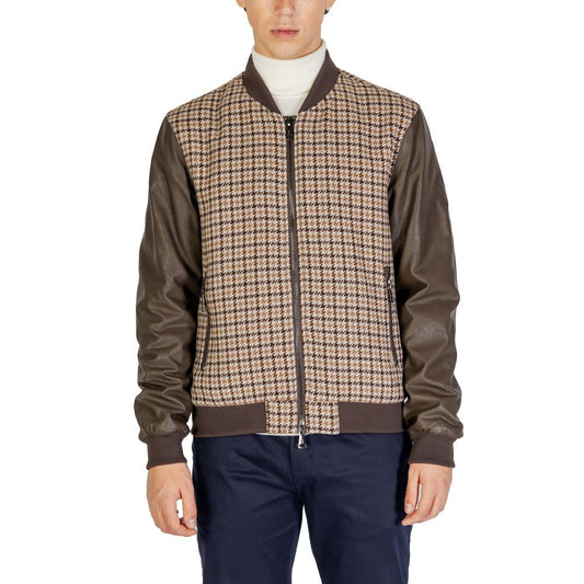 Gianni Lupo Brown Polyester Jackets & Coat - men's fall/winter jacket with 60% polyester and 40% wool composition.