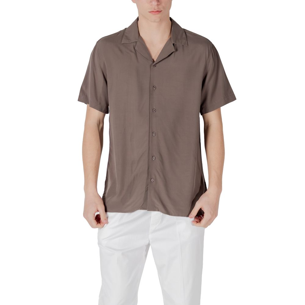Gianni Lupo Brown Viscose Shortsleeve Shirt