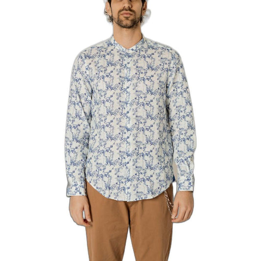 Gianni Lupo Blue Linen Shirt GI-13499200010-IT46 | M
