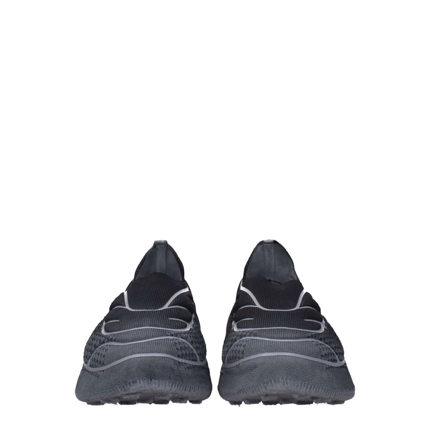 Front view of Givenchy Gray Fabric Athletic Sneakers with side logo and round toe design.