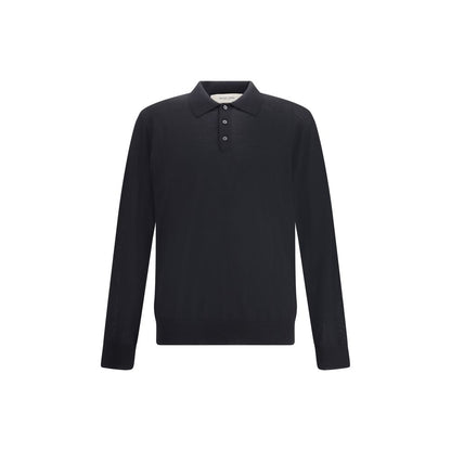 Golden Goose Black Fleece Wool Dress Shirt featuring ribbed cuffs and hem, perfect for casual elegance, made from 100% virgin wool.