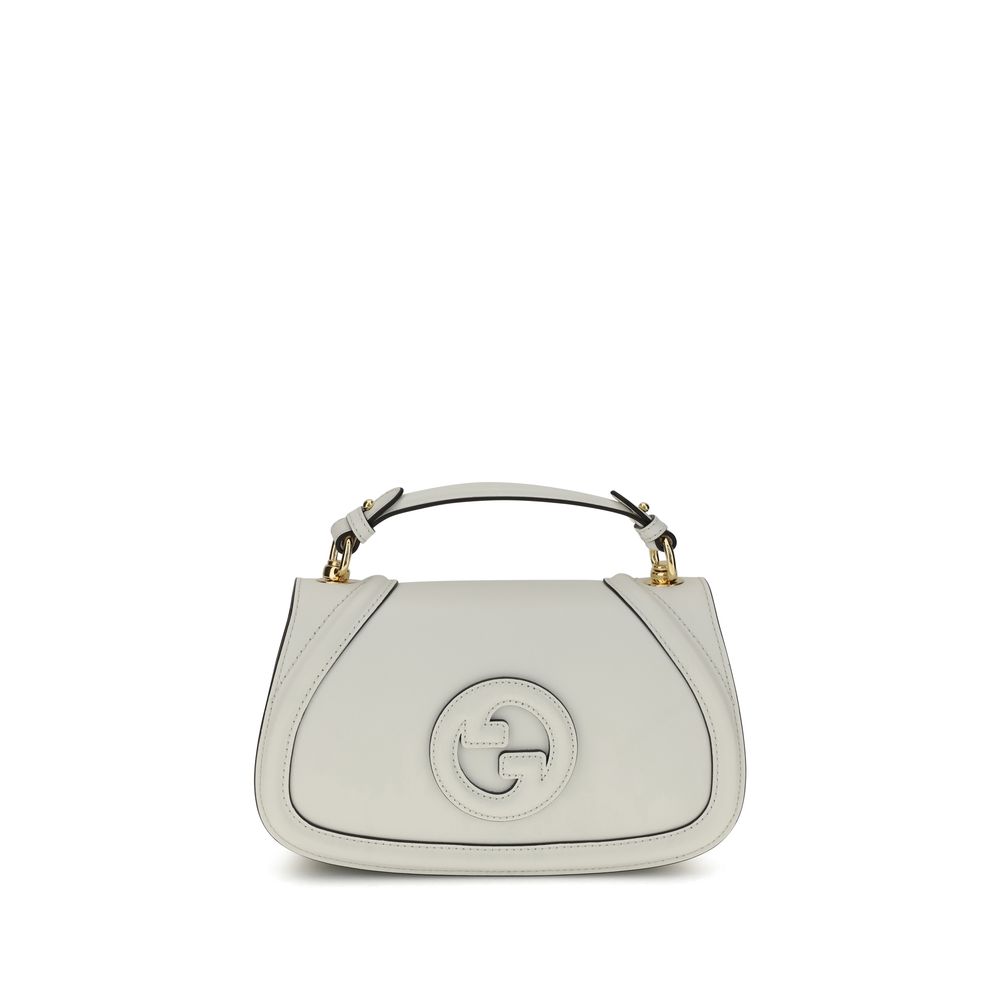 Gucci White Calf Leather Bos Taurus Handbag with tonal leather GG applique on front, featuring removable handle and adjustable shoulder strap.