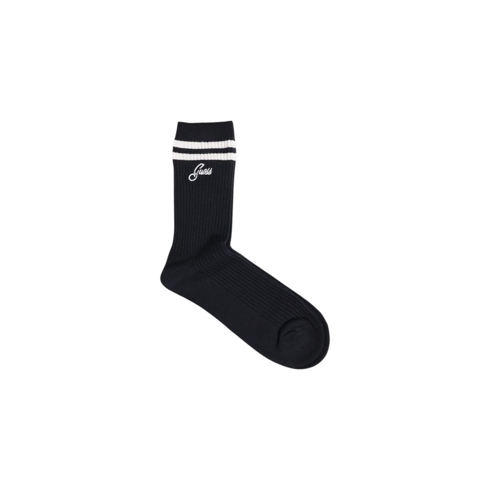Guess Active Black Cotton Socks with double stripes and logo embroidery