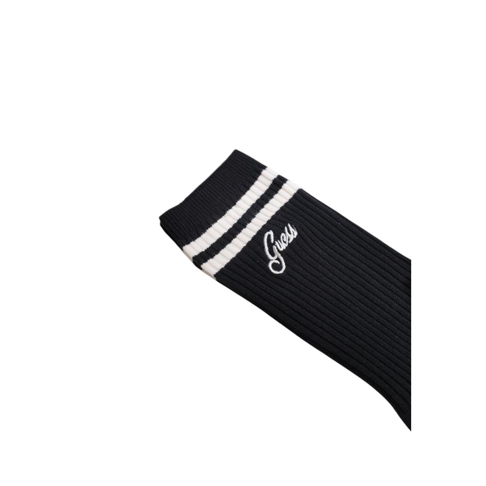 Guess Active Black Cotton Socks with ribbed design and embroidered logo, perfect for style and comfort.
