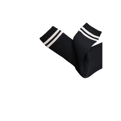 Guess Active Black Cotton Socks with ribbed design and double stripes