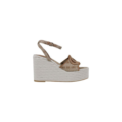 Guess Beige Polyester High Heel Pumps with wedge heel and ankle strap