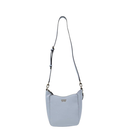 Guess Blue Polyethylene Handbag with adjustable strap and pebbled texture, elegant bucket design for a stylish look.