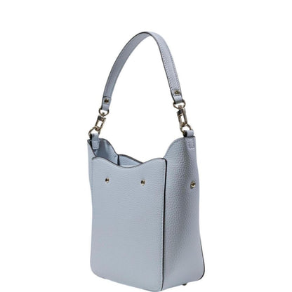 Guess Blue Polyethylene Handbag with pebbled texture, elegant bucket design, and adjustable strap.