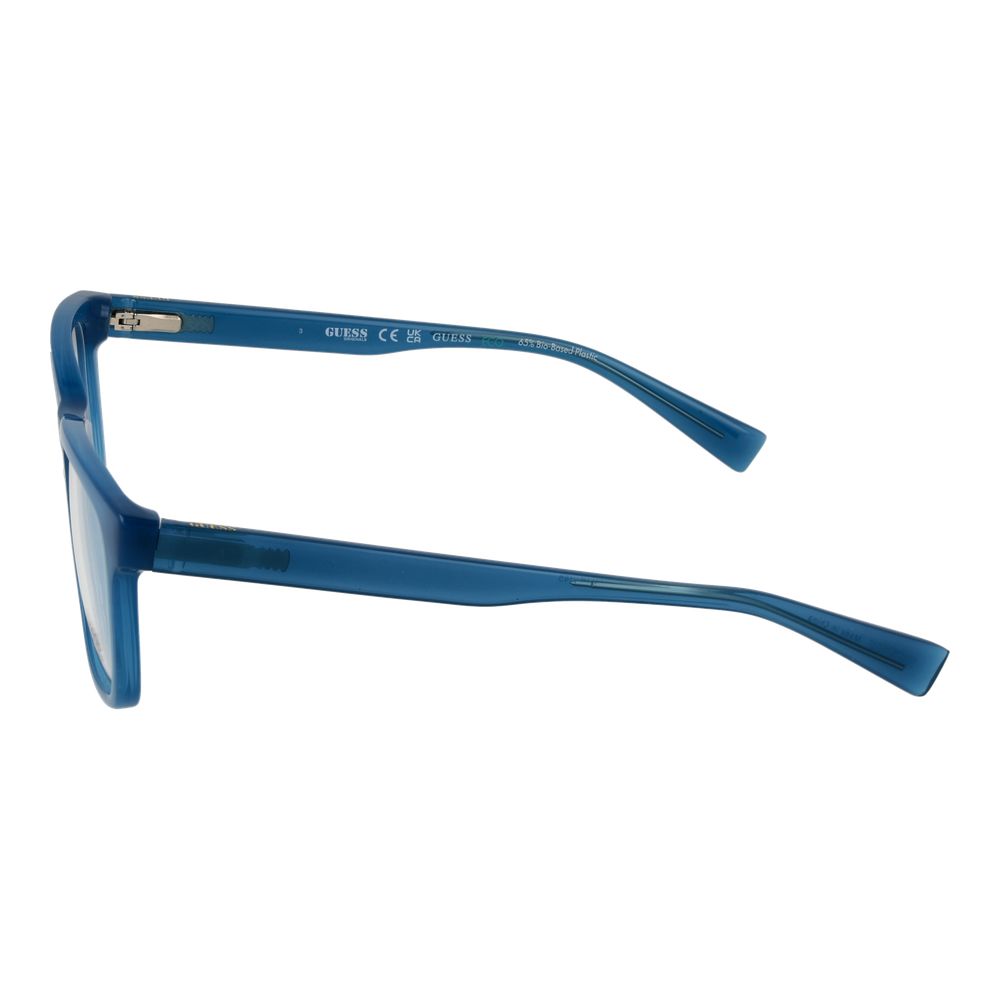 Side view of Guess Blue Women Glasses Frame with square full-rim style.