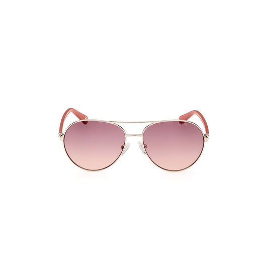 Guess Gold Metal Sunglasses with purple lenses and golden frame, style GU52135632Z, lens 56 mm, bridge 15 mm, temple 140 mm.