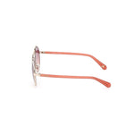 Side view of Guess Gold Metal Sunglasses with purple lenses, showcasing metal frame and temple design for unisex style.