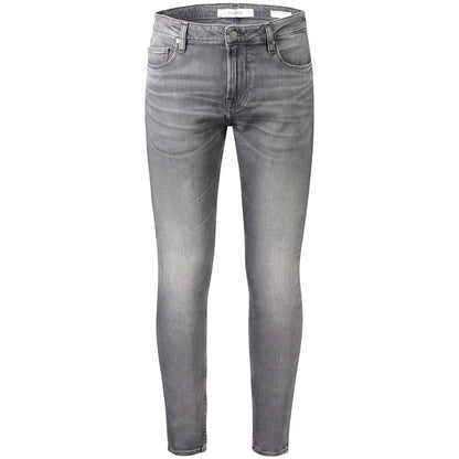 Guess Jeans Gray Cotton Men Jeans - CHRIS SUPER SKINNY stylish five-pocket design with button and zip closure.