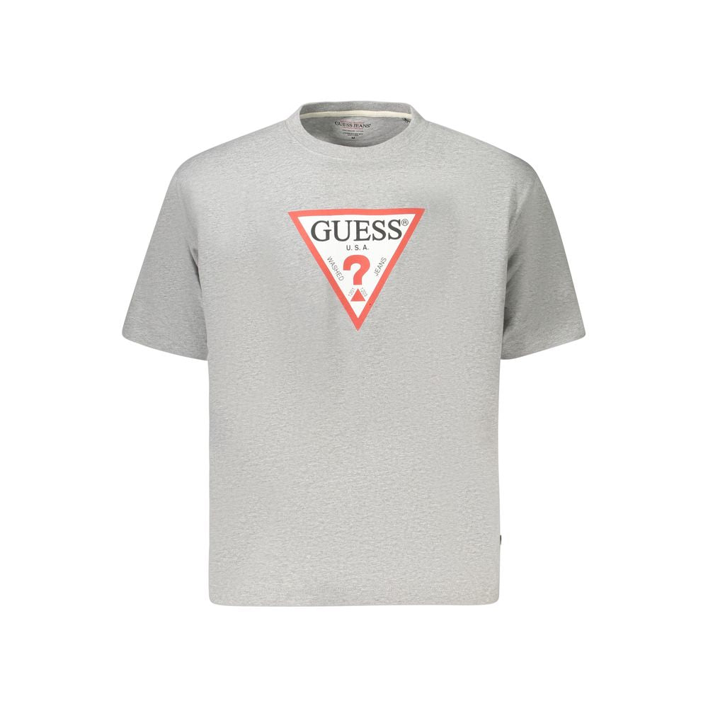 Gray Guess Jeans Cotton Women T-Shirt with logo print