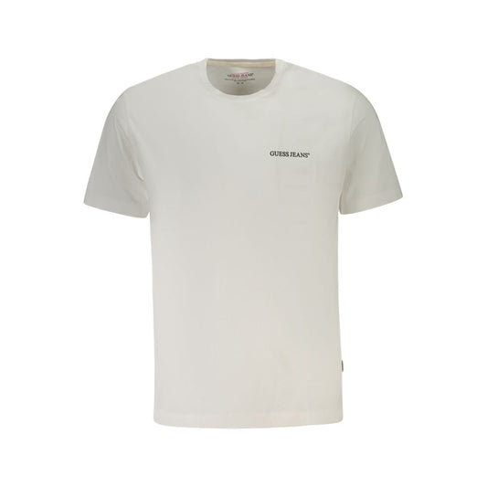 Guess Jeans White Cotton Men T-Shirt with logo, short sleeves, and crew neck.