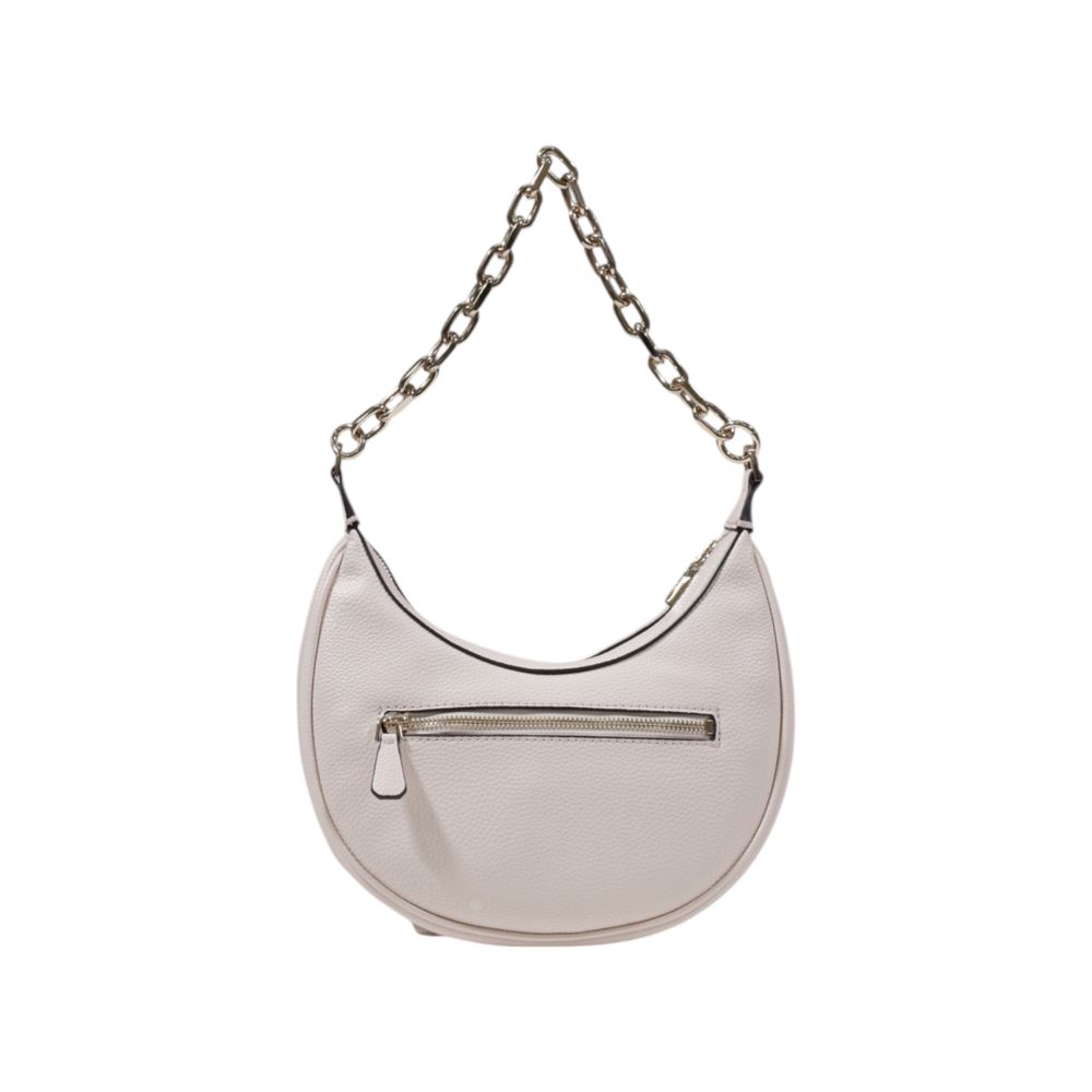 Guess Pink Polyethylene Handbag with chain strap and gold-tone metal ‘G’ logo, front view.