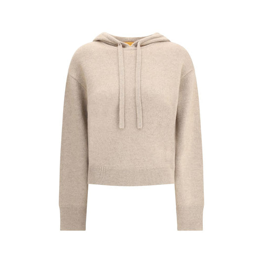 Guest in Residence Beige Cashmere Hoodie featuring ribbed hem and cuffs with adjustable drawstring hood for a relaxed and sophisticated style.